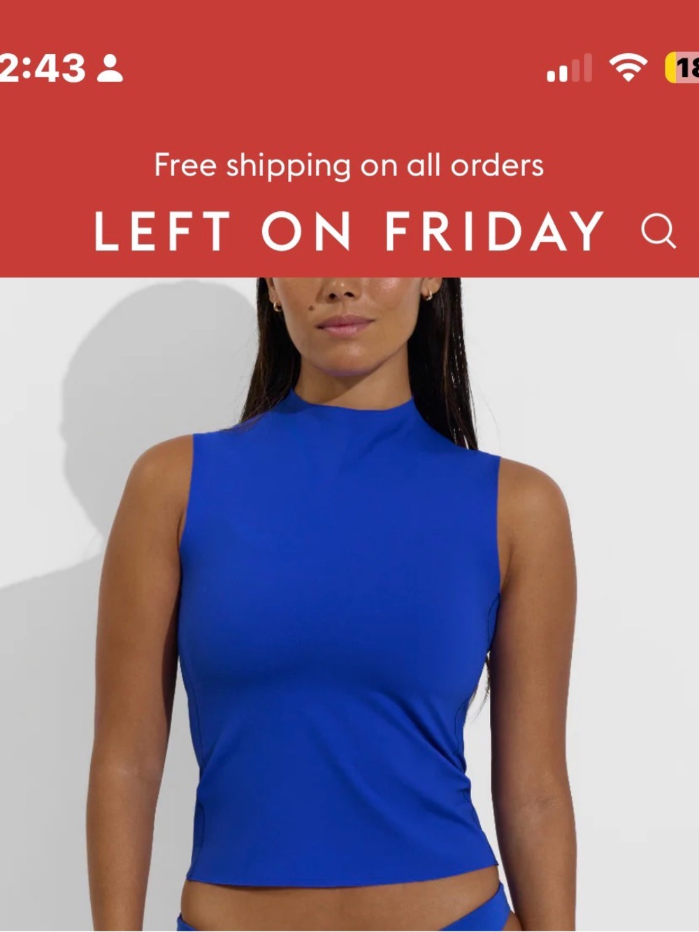 Left On Friday Royal Blue Sleeveless Mock Neck Tank